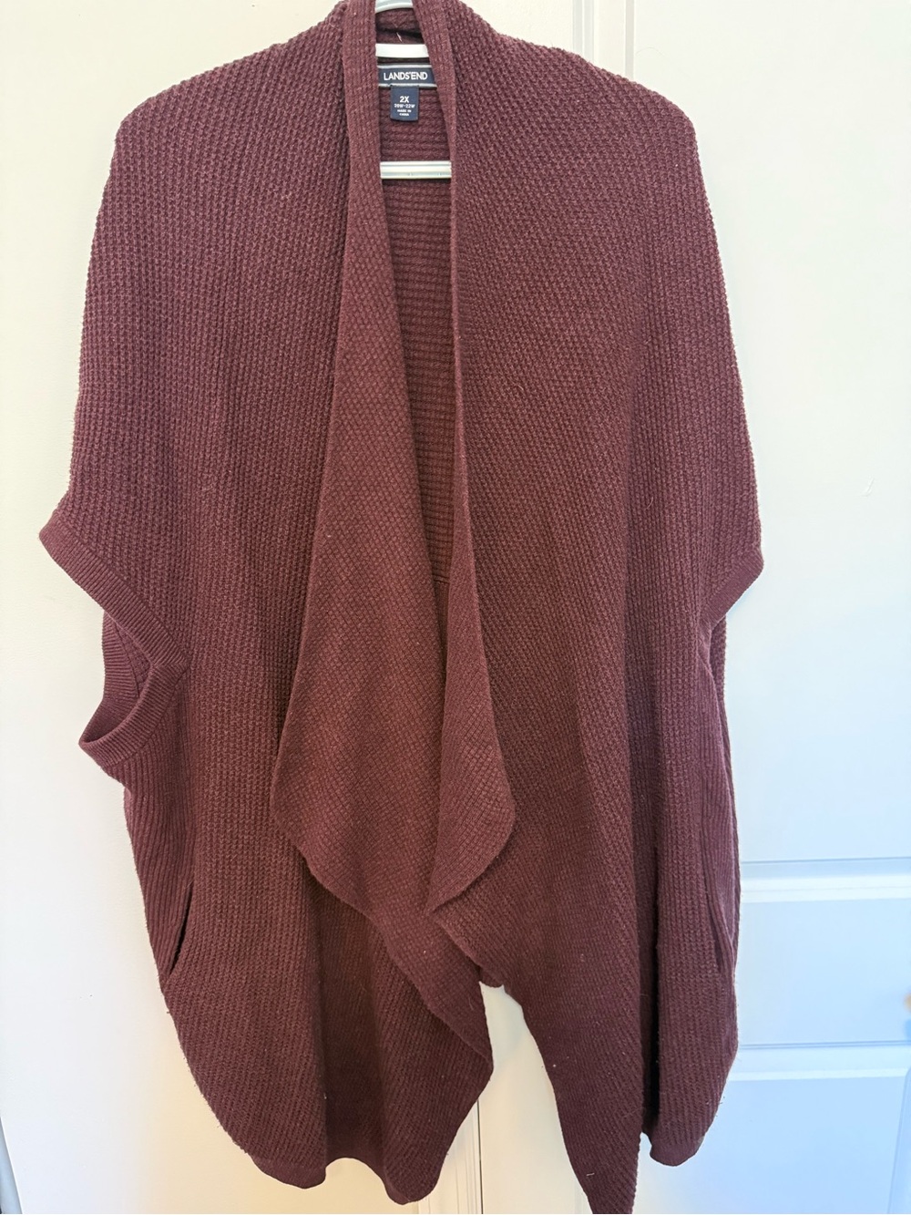 Lands' End Draped Open-Front Cardigan - Mauve